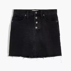 Madewell Rigid Denim A Line Skirt With Frayed Edges & Button Fly